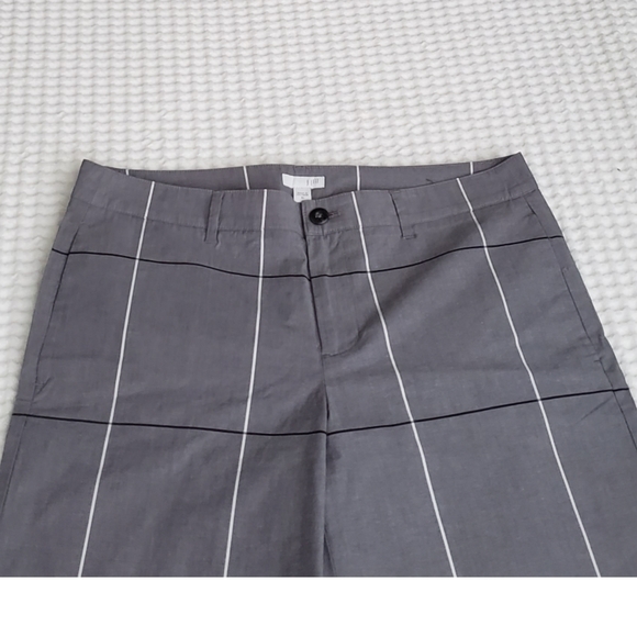 J.JILL medium gray window pane print stretch wide leg crop flat front pants 10 - Picture 4 of 7